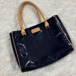 Kate Spade Patent Leather Navy Blue Print Shoulder Bag